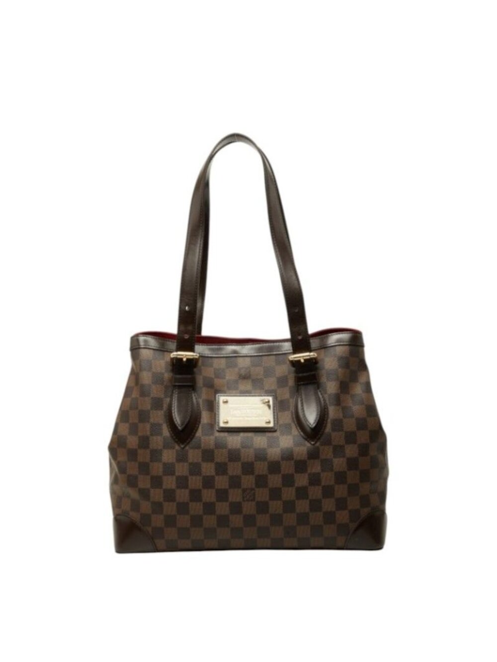 Louis Vuitton Damier Ebene Hampstead MM Tote Bag Brown Leather